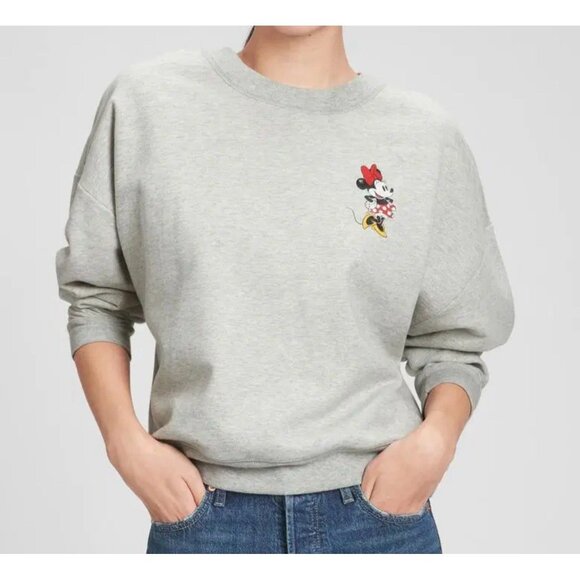 GAP x Disney Minnie Mouse Crew Oversized Graphic Sweatshirt Grey Size XXL - Picture 1 of 9